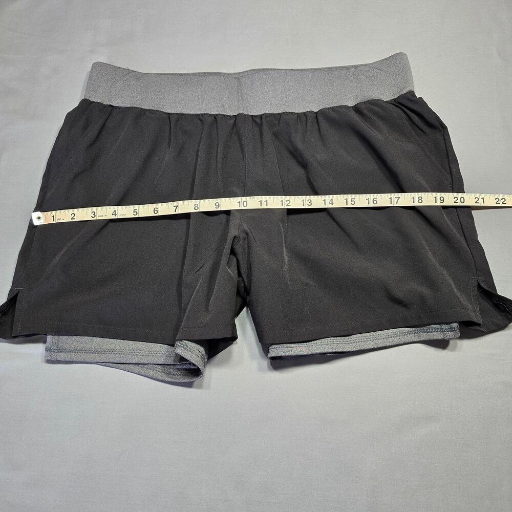 Tek Gear Black Gray Workout Shorts Stretch Sporty Inner/Outer Lined Women Size L - Picture 6 of 9